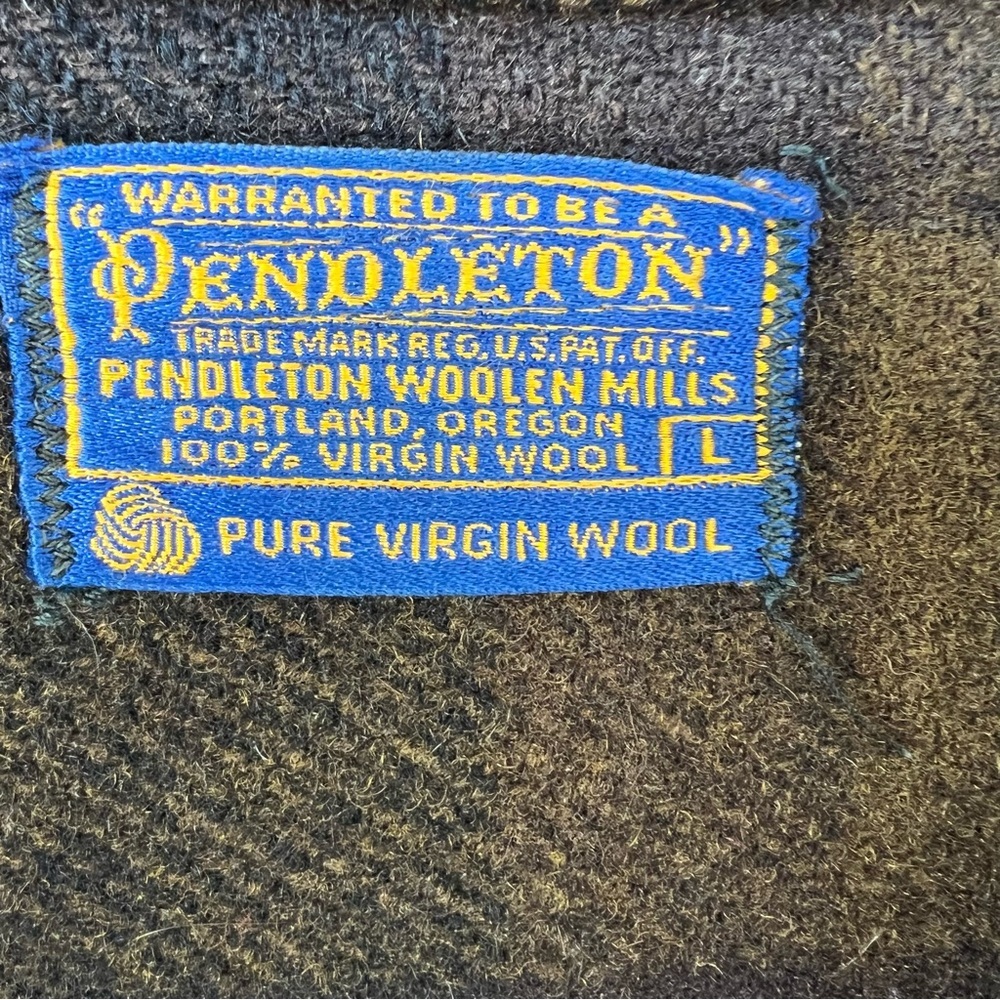 Pendleton Vintage Wool 70’s black and brown plaid shirt jacket SIZE LARGE - Picture 2 of 8